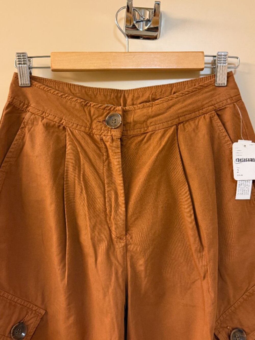 New Free People Brown Cargo Pocket Relaxed Pants 2 NWT - Picture 6 of 10